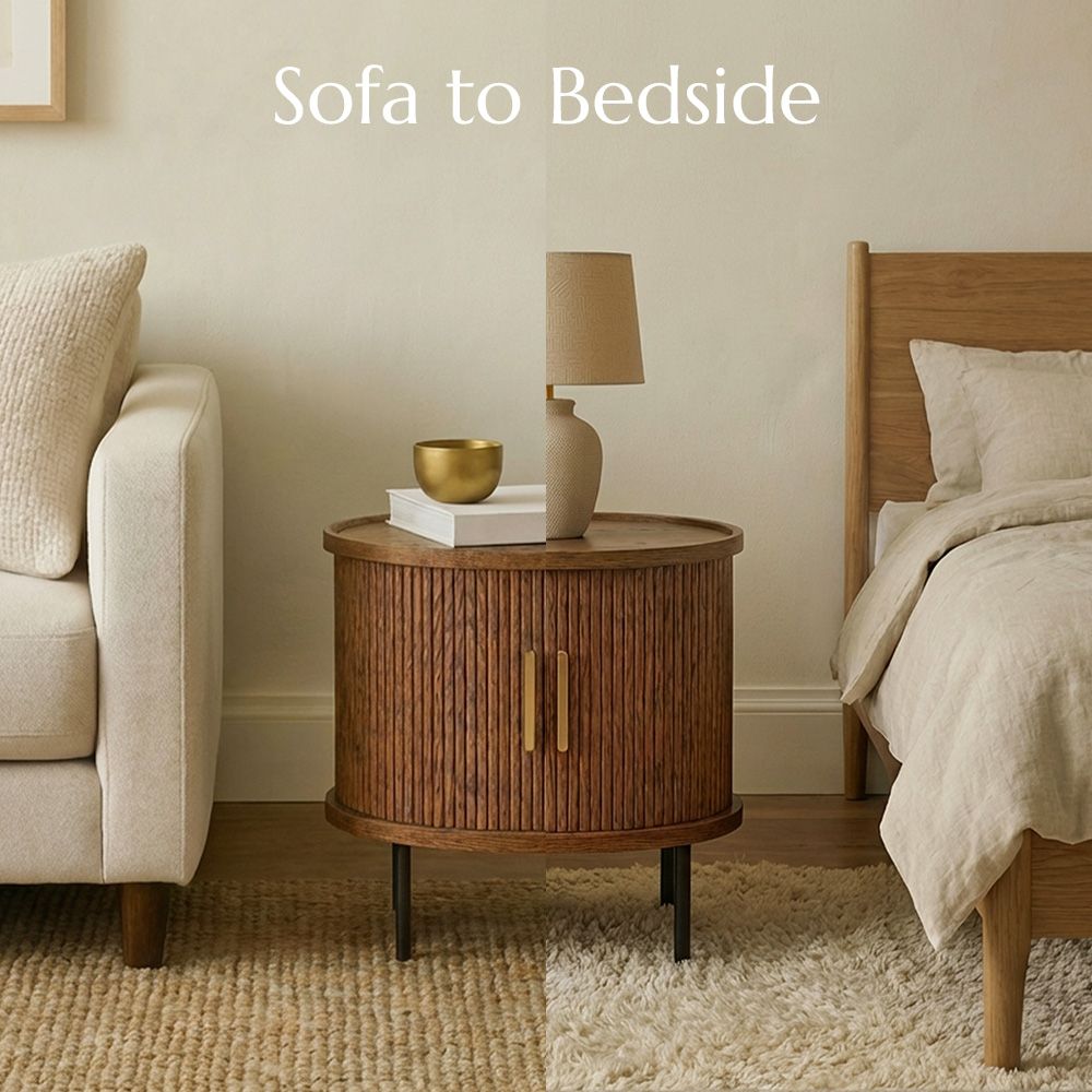 with Storage Walnut Color Plywood End & Side Tables