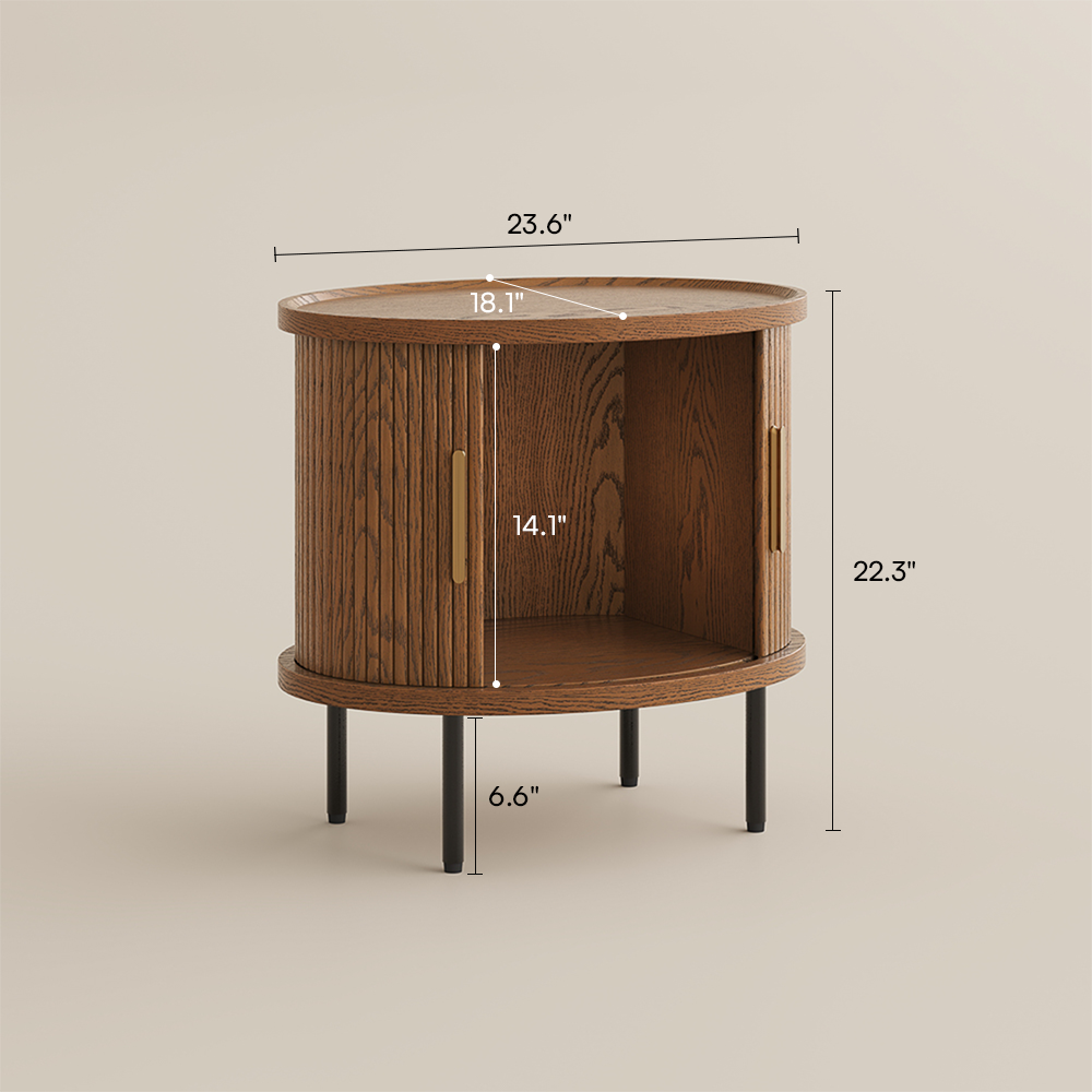 Mid Century Modern Walnut Color Plywood End & Side Tables