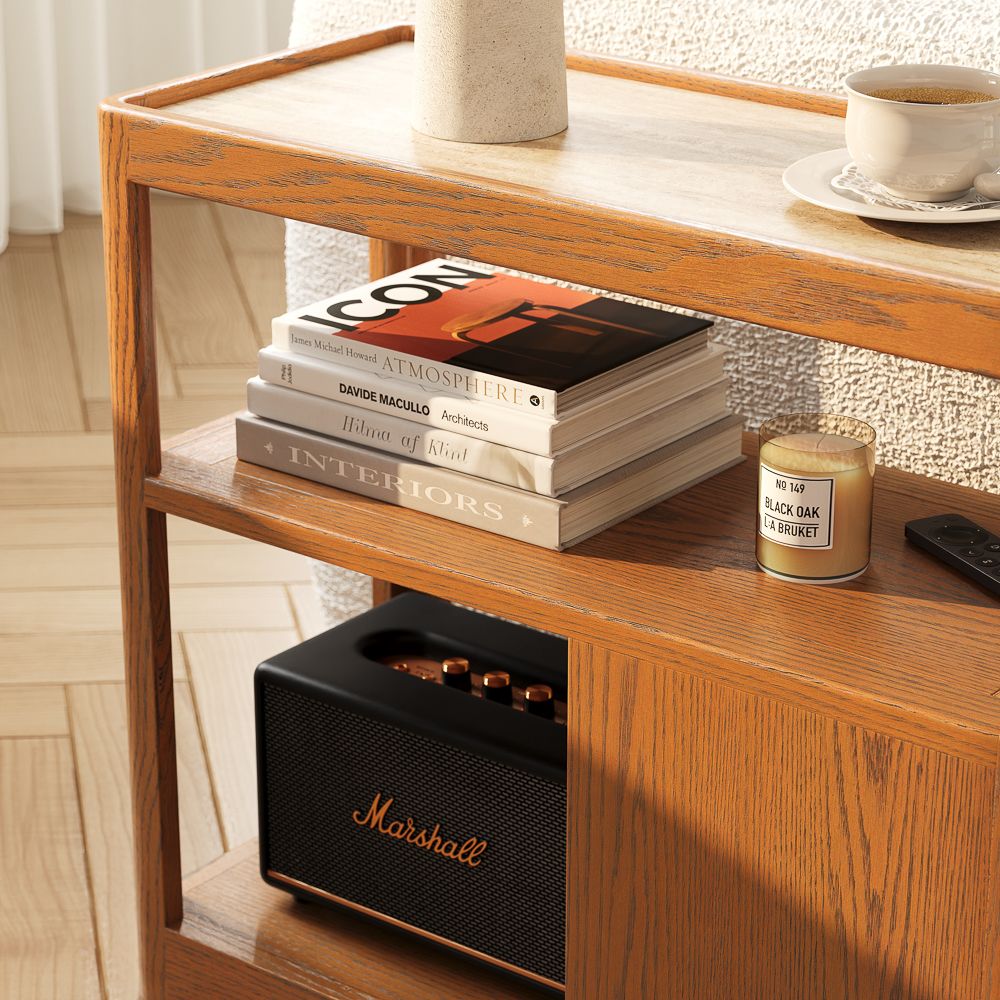 Small Space Walnut Color Engineered Wood End & Side Tables