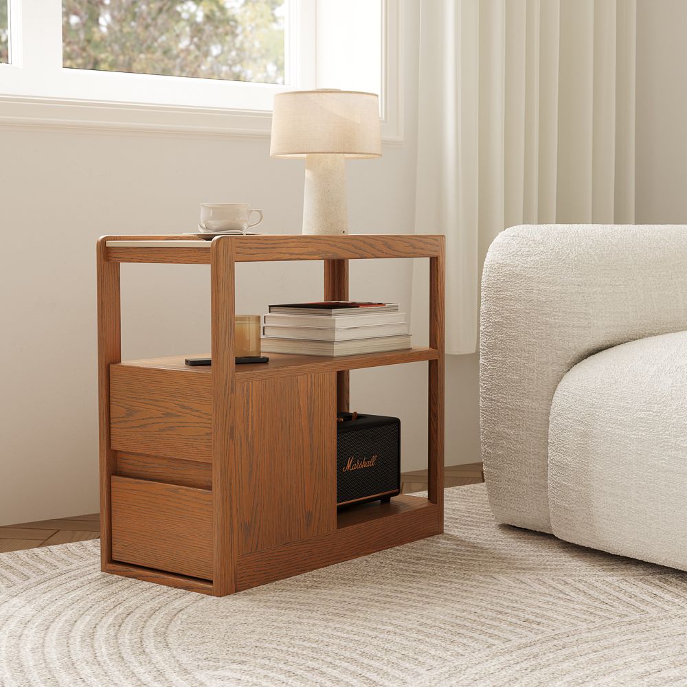 Small Space Walnut Color Engineered Wood End & Side Tables