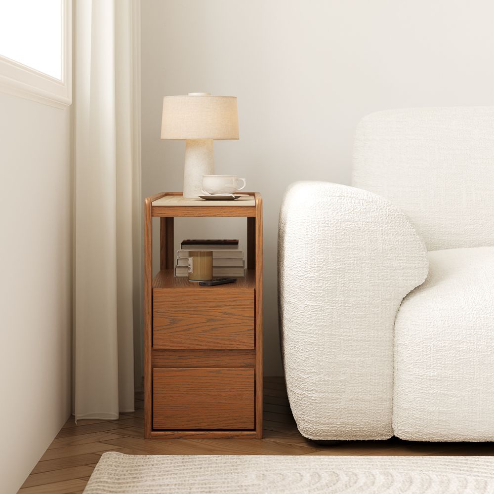 Storage Walnut Color Engineered Wood End & Side Tables