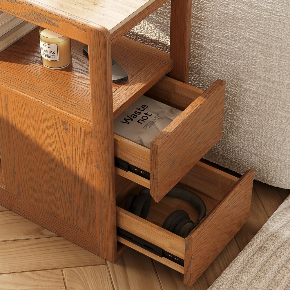 Walnut Walnut Color Engineered Wood End & Side Tables
