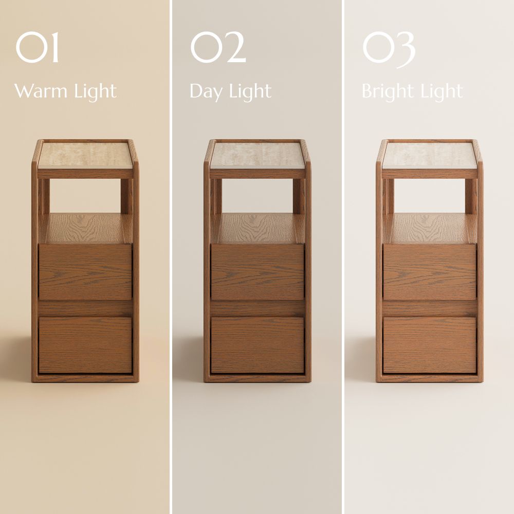Walnut Color Walnut Color Sintered Stone End & Side Tables
