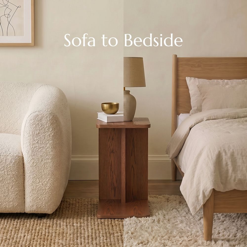 Walnut Color Engineered Wood End & Side Tables