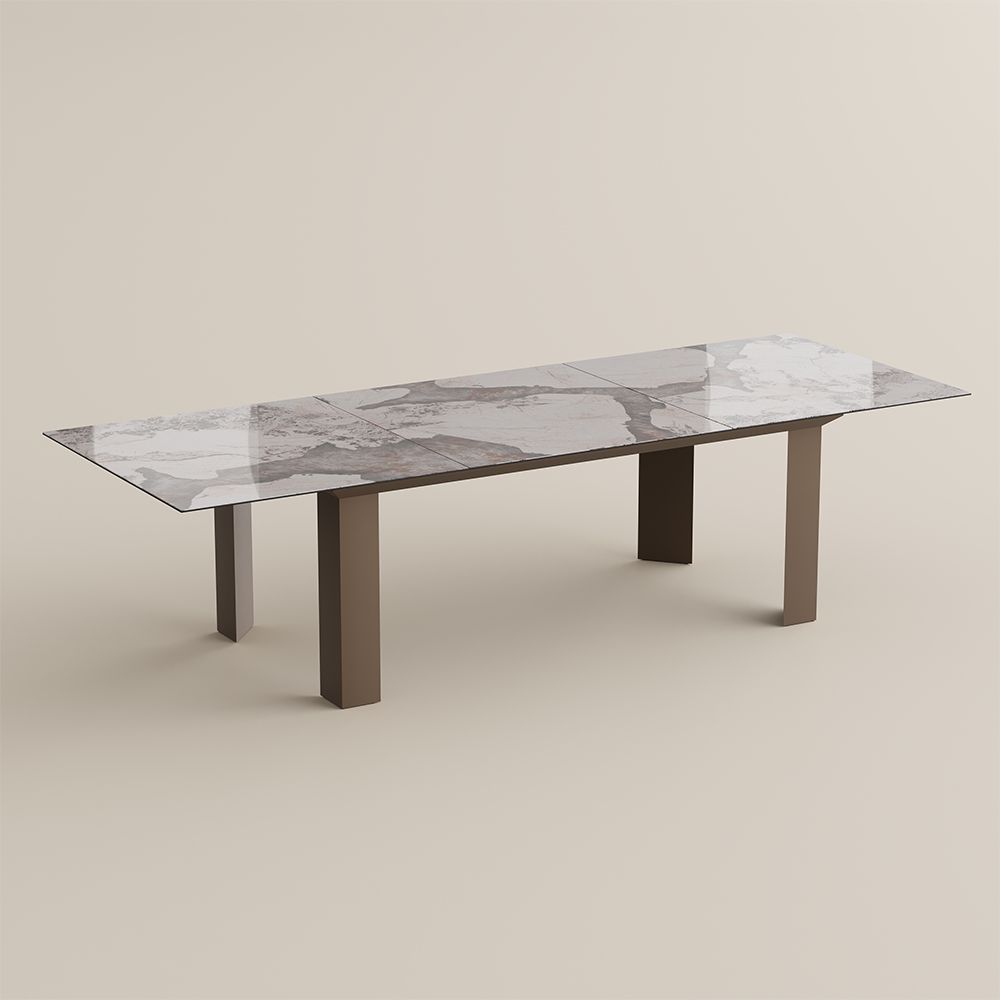 Brown Pandora Glossy Sintered Stone Extendable Dining Tables