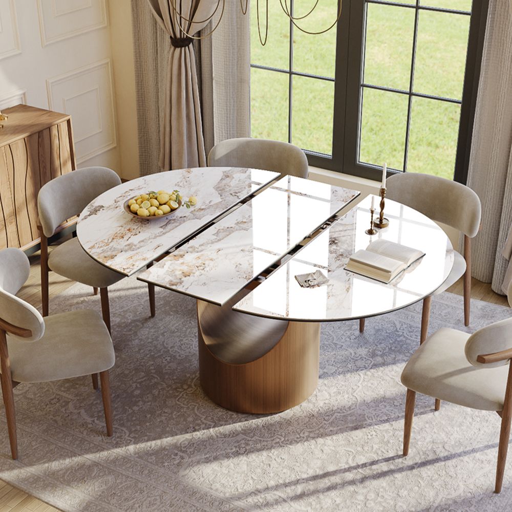 Living Spaces Pandora Glossy Sintered Stone Extendable Dining Tables