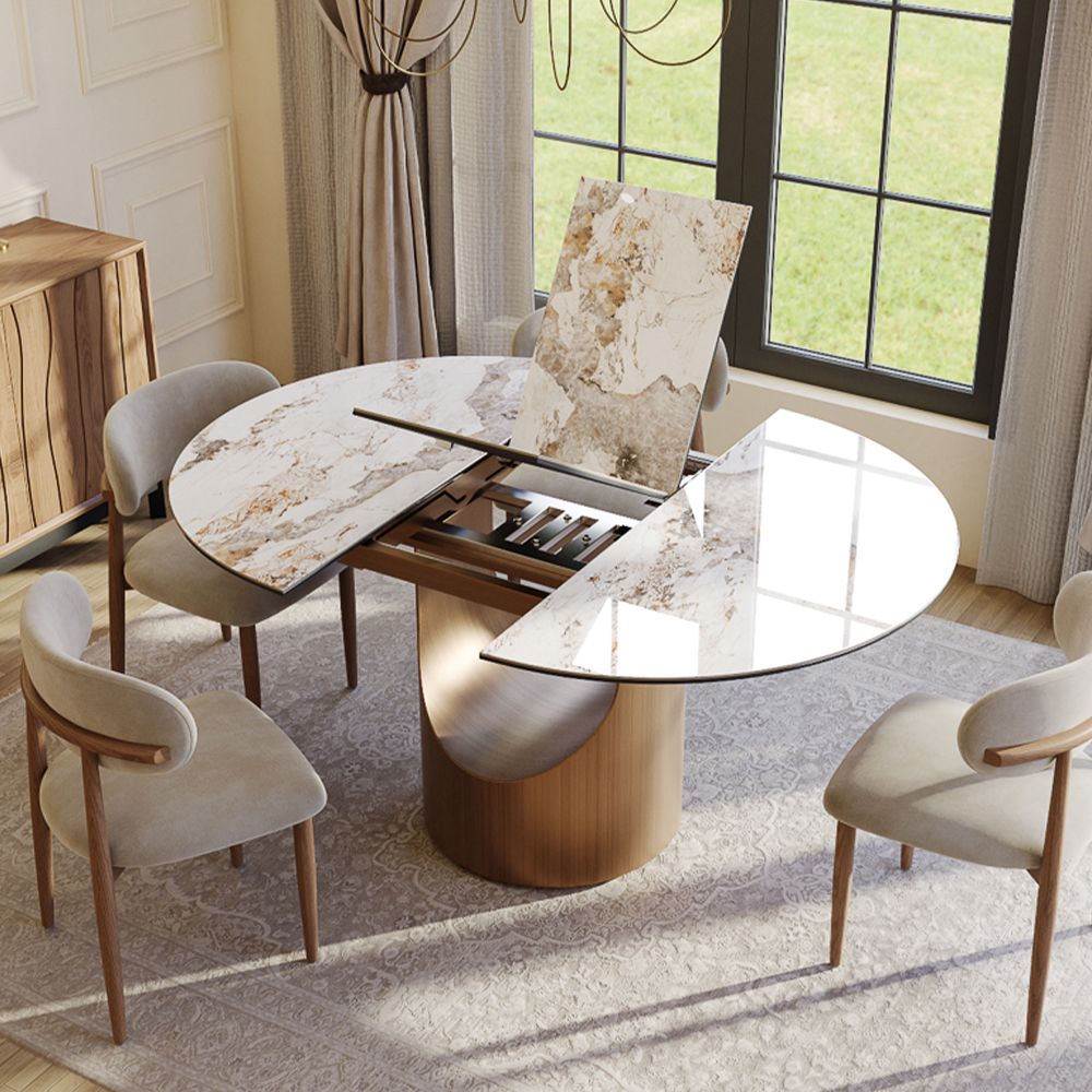 Seats 4 Pandora Glossy Sintered Stone Extendable Dining Tables