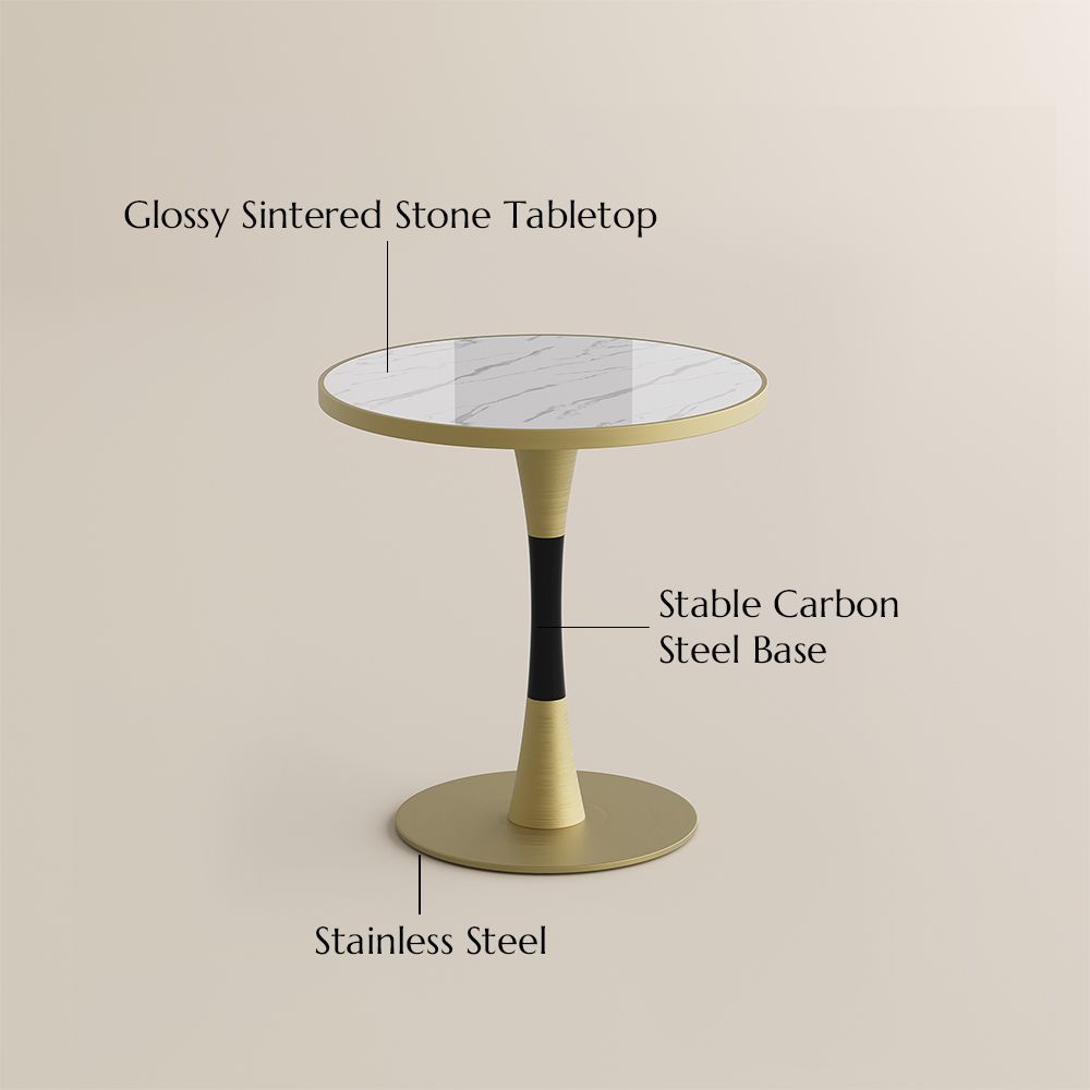 Breakfast Nooks White Glossy Sintered Stone Small Bar & Bistro Tables