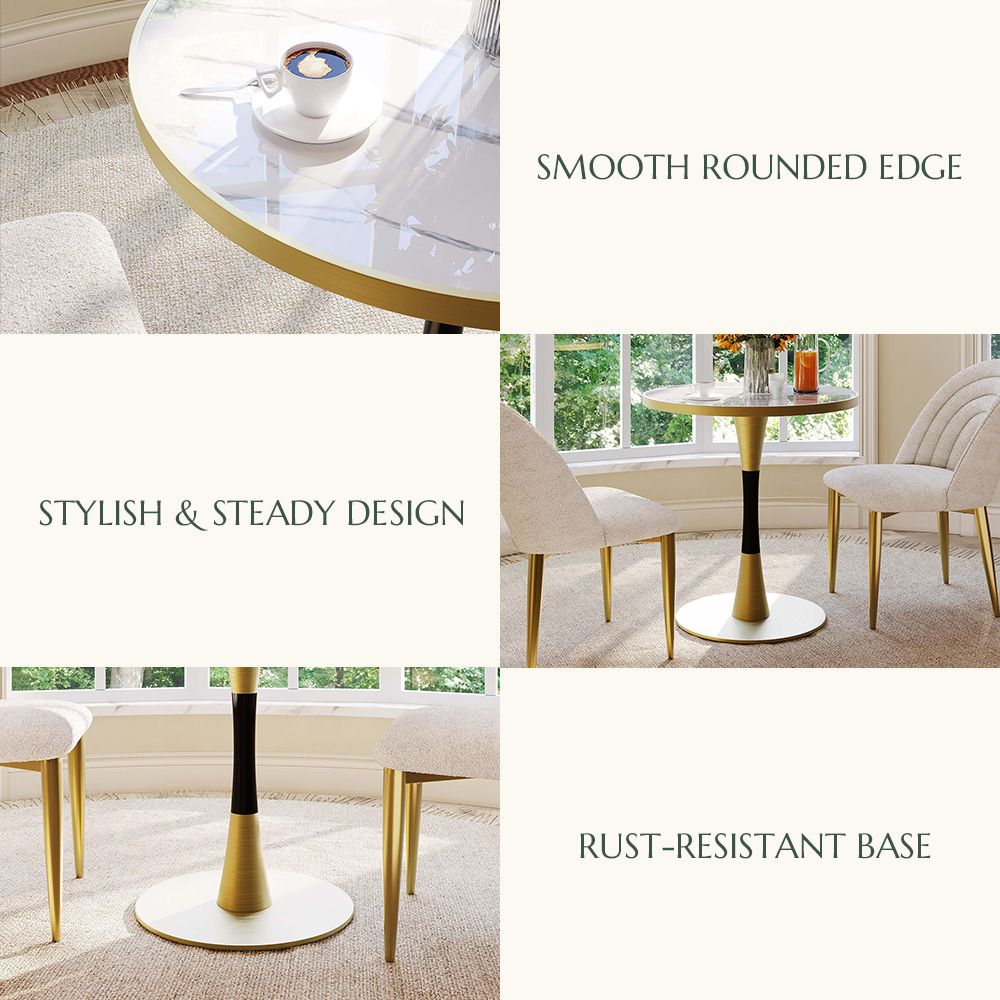 White White Glossy Sintered Stone Small Bar & Bistro Tables
