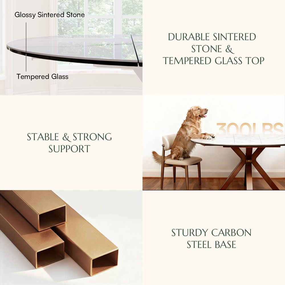 Hector White Glossy Sintered Stone Extendable Dining Tables