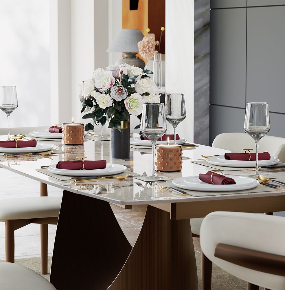 Small Space Pandora Glossy Sintered Stone Extendable Dining Tables