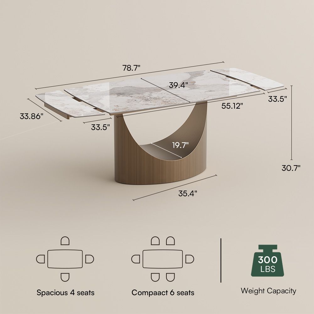 Living Room Pandora Glossy Sintered Stone Extendable Dining Tables