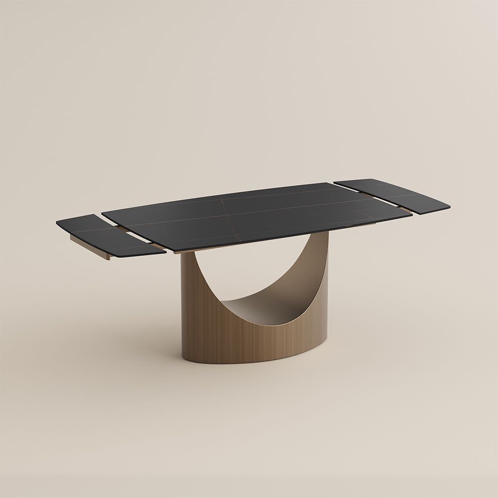 Black Black Matte Sintered Stone Extendable Dining Tables