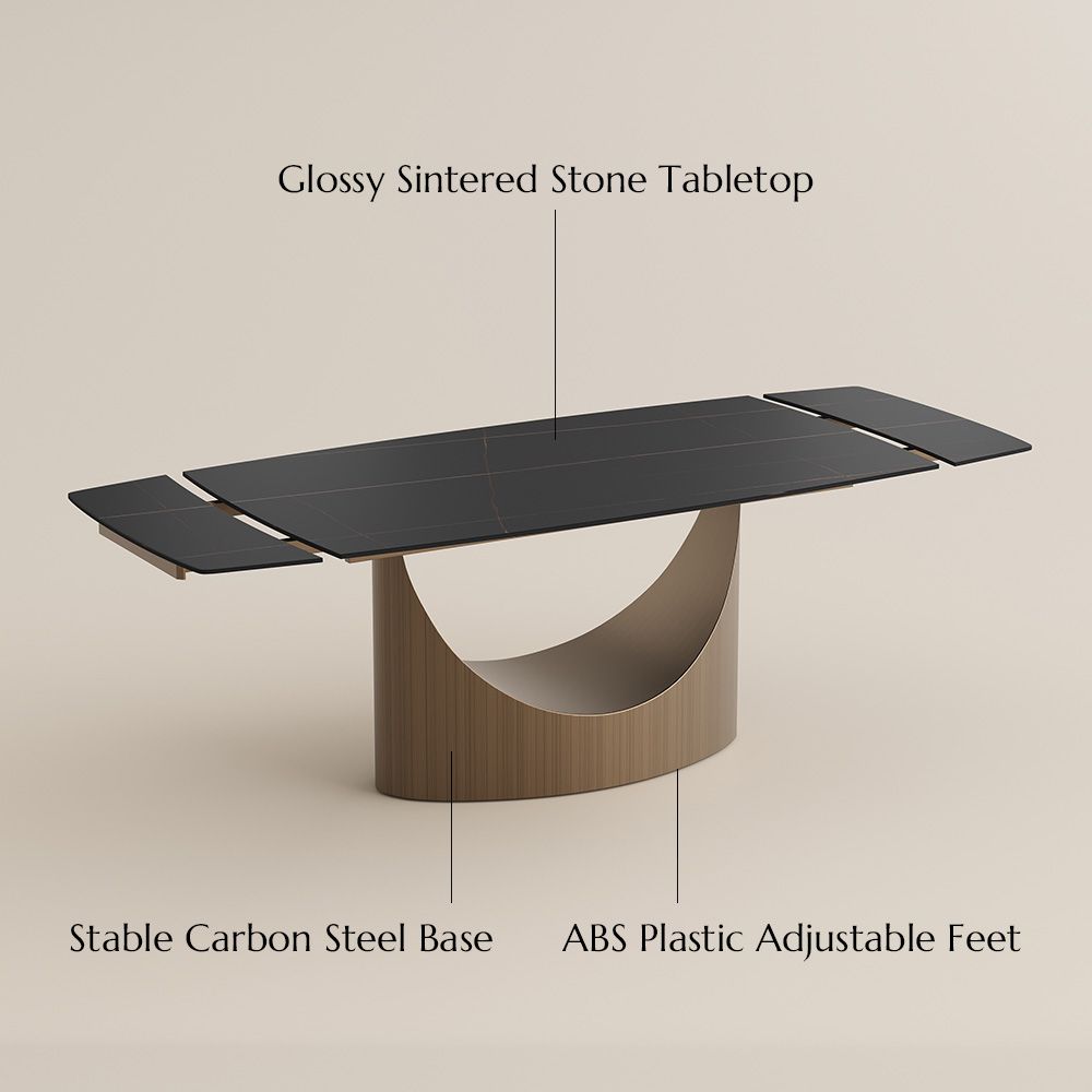 Small Space Black Matte Sintered Stone Extendable Dining Tables