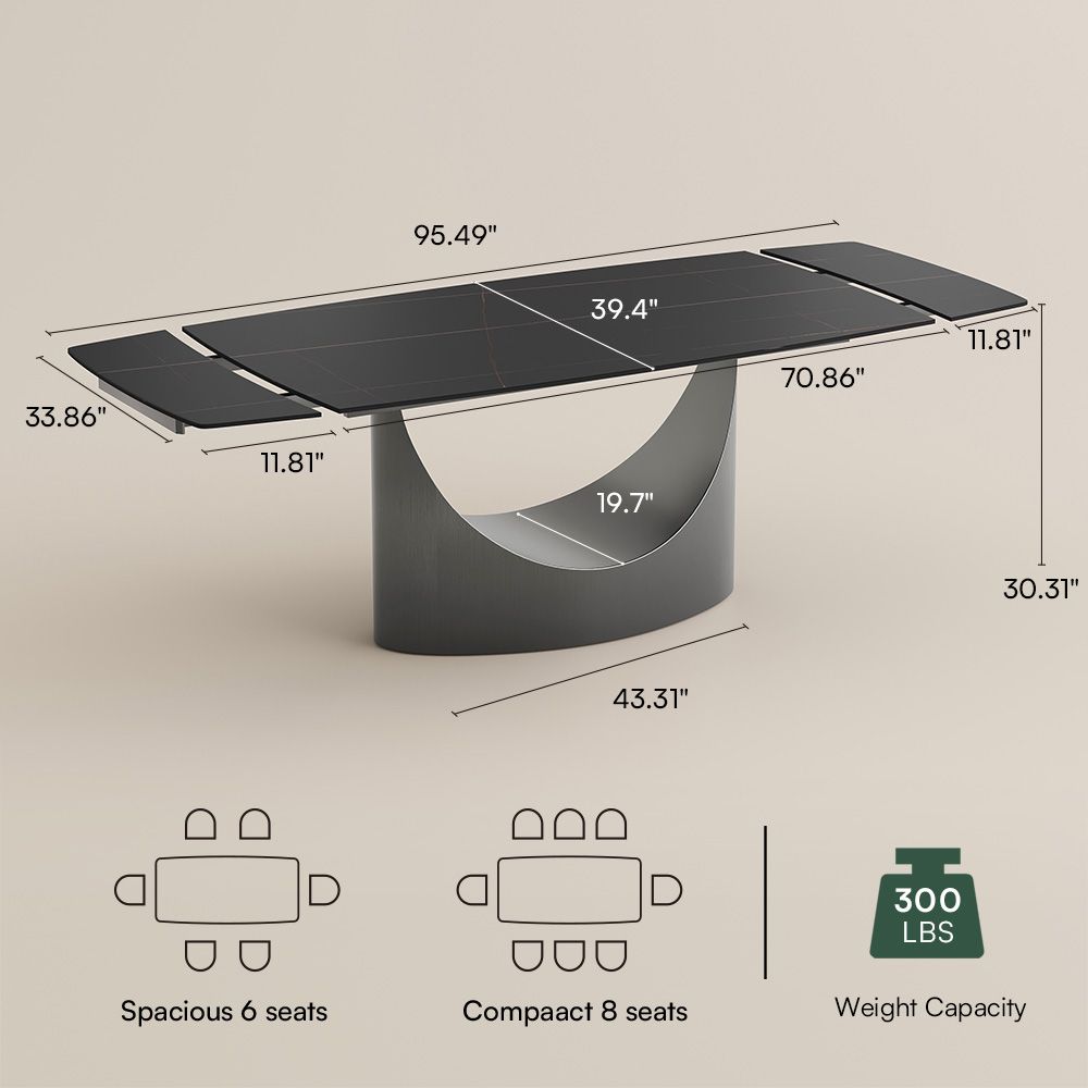 Living Spaces Black Matte Sintered Stone Extendable Dining Tables