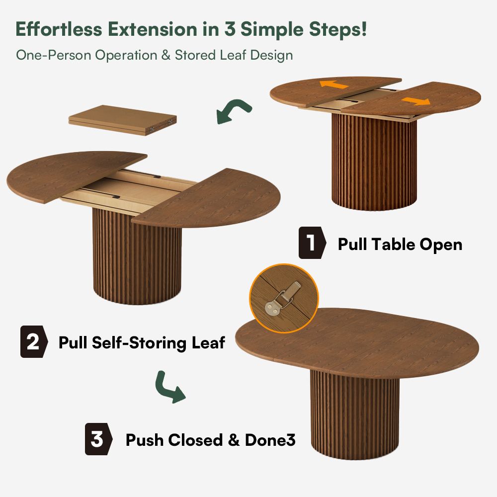 Seats 4 Walnut Color Engineered Wood Extendable Dining Tables