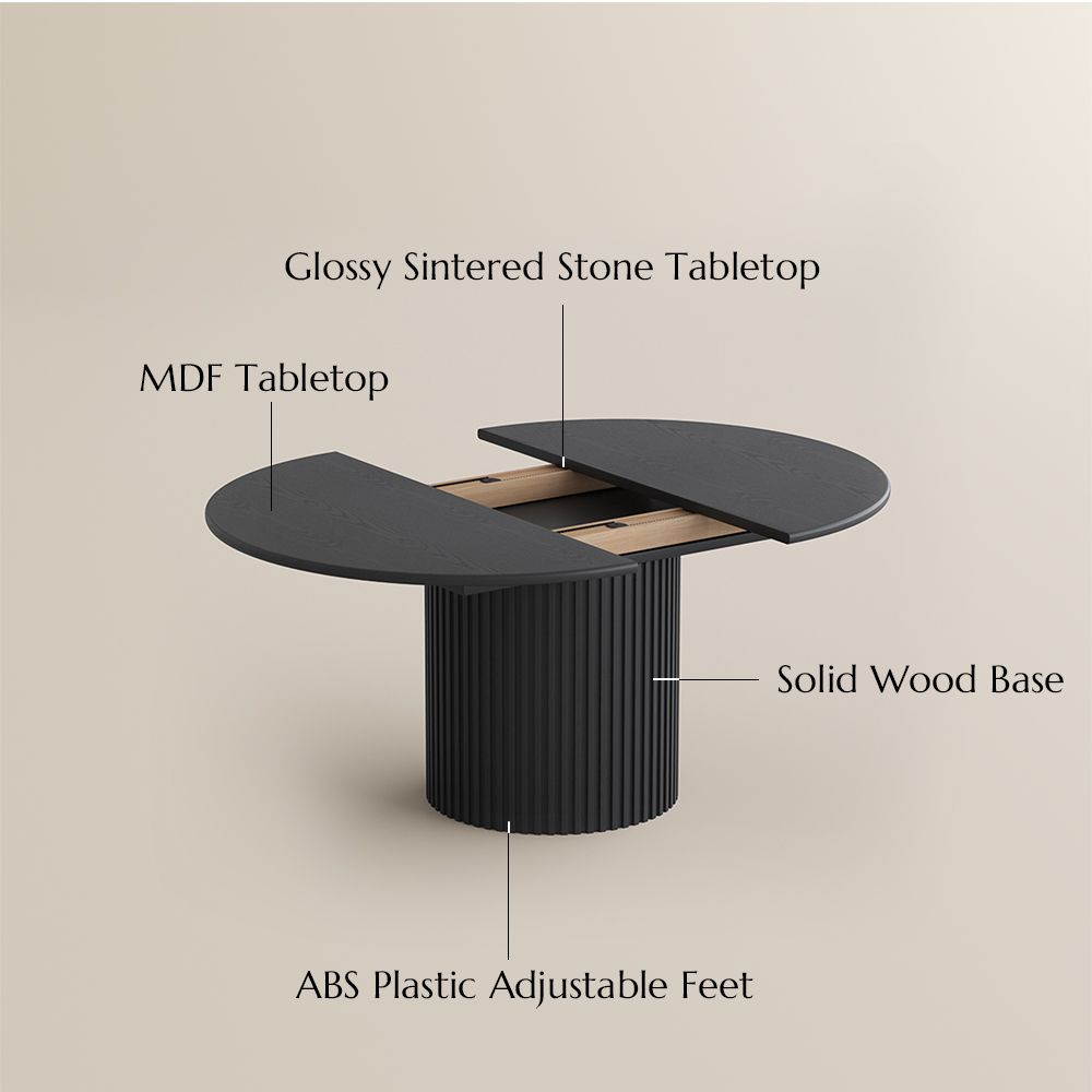 Seats 6 Black Engineered Wood Extendable Dining Tables