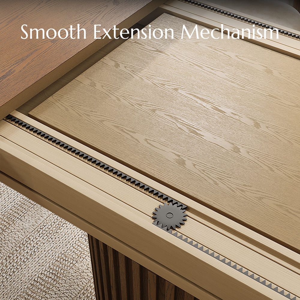 with Leaf Walnut Color Engineered Wood Extendable Dining Tables