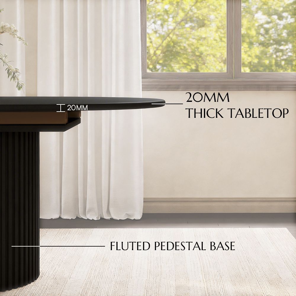 Mid Century Modern Black Engineered Wood Extendable Dining Tables