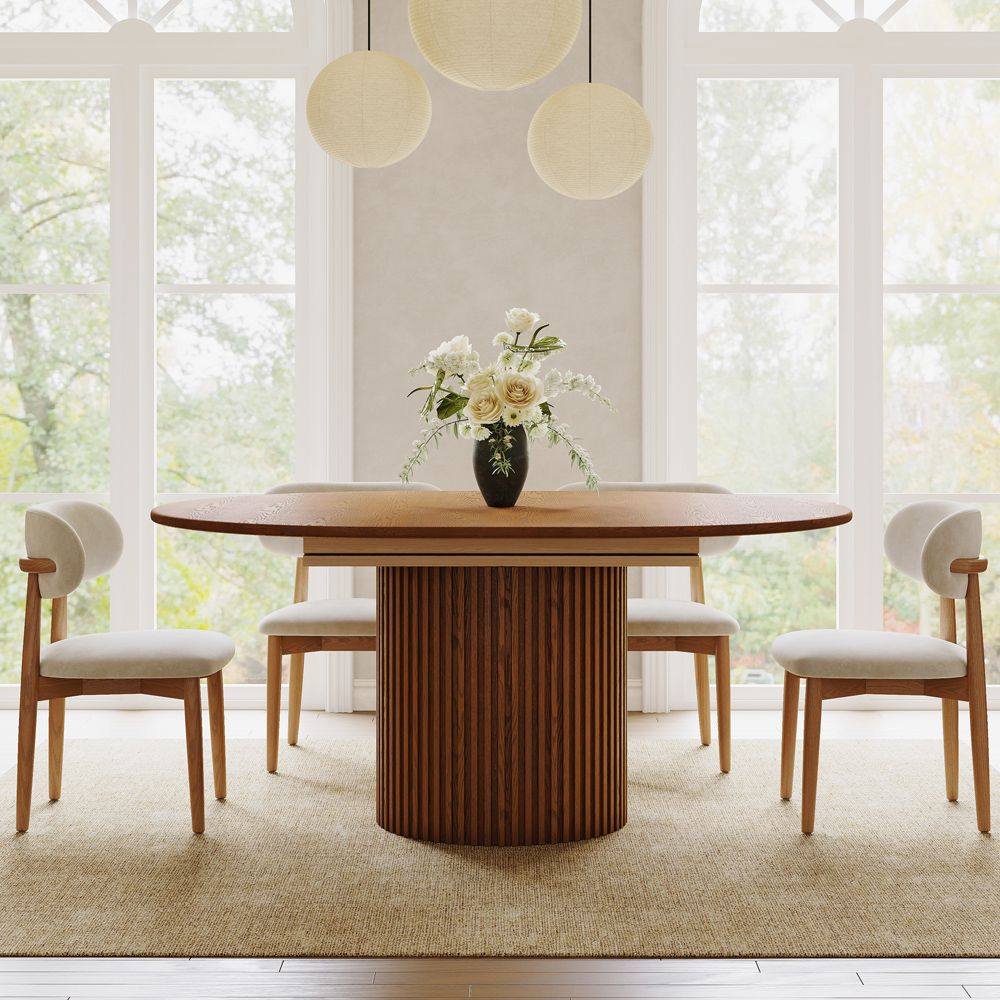 Walnut Color Walnut Color Engineered Wood Extendable Dining Tables