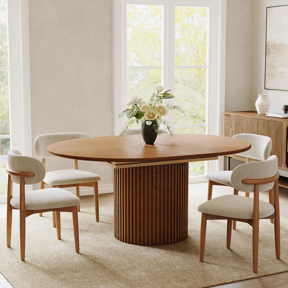 Partial Assembly Required Walnut Color Engineered Wood Extendable Dining Tables