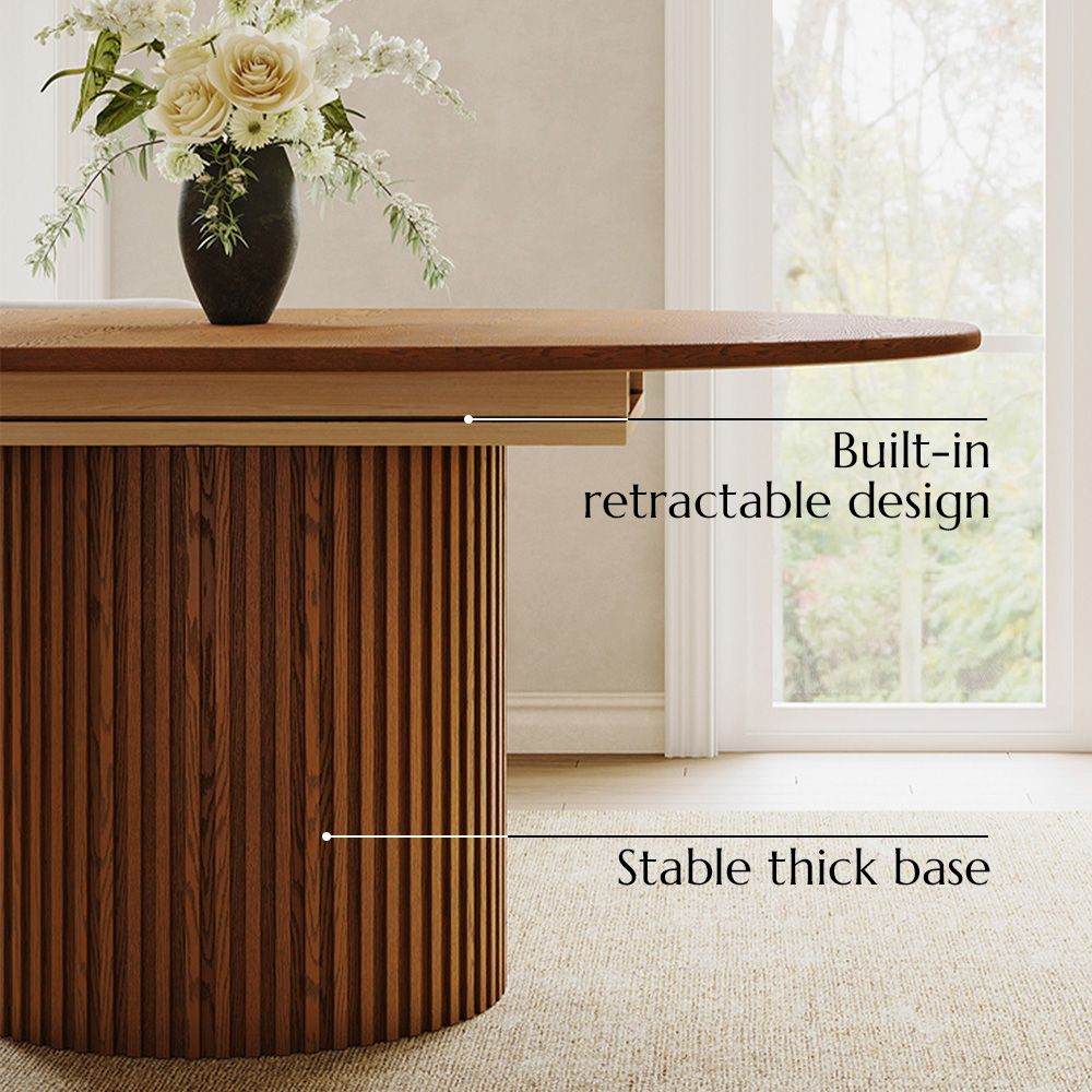 Seats 4 Walnut Color Engineered Wood Extendable Dining Tables