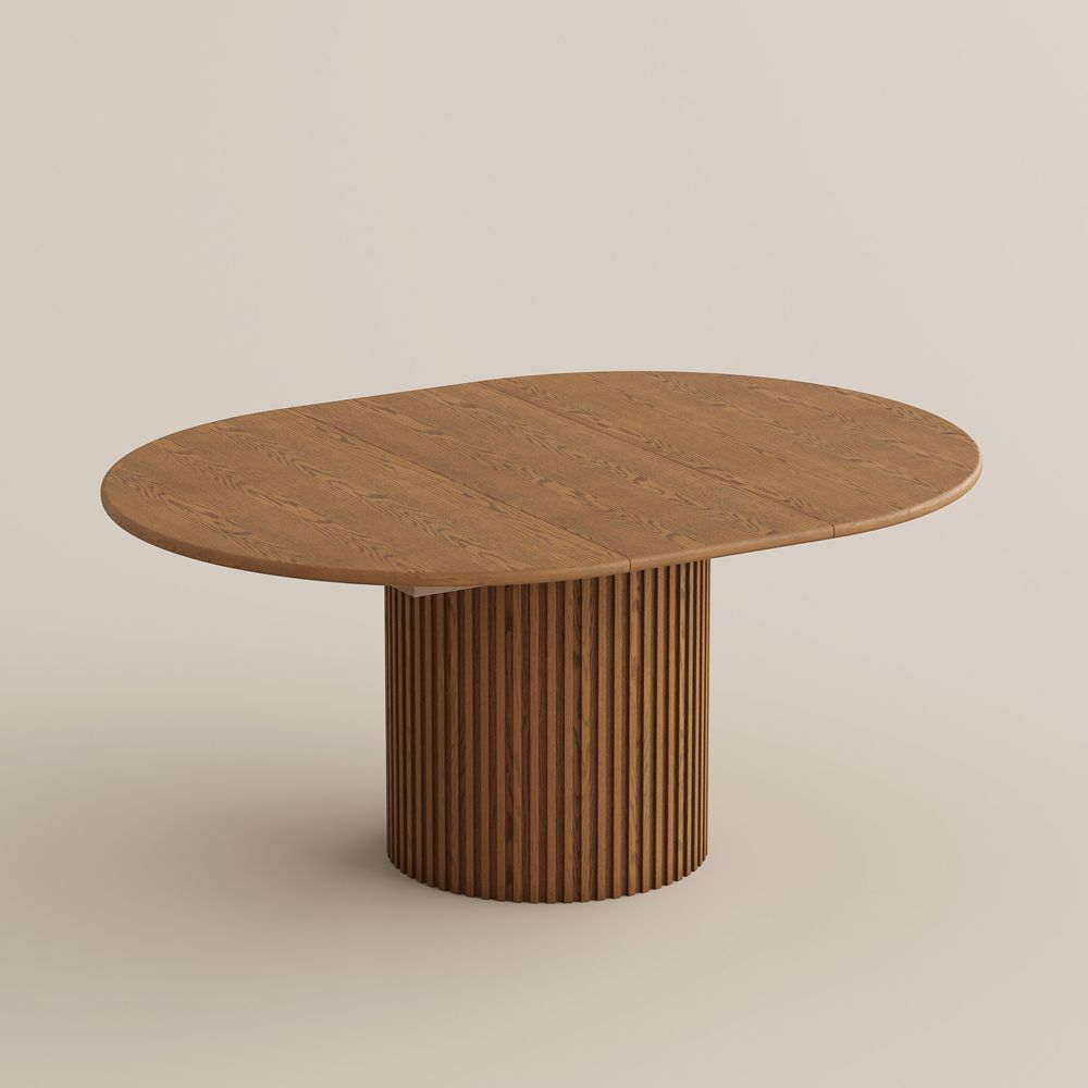 Seats 6 Walnut Color Engineered Wood Extendable Dining Tables