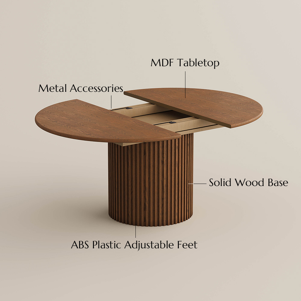 Living Spaces Walnut Color Engineered Wood Extendable Dining Tables