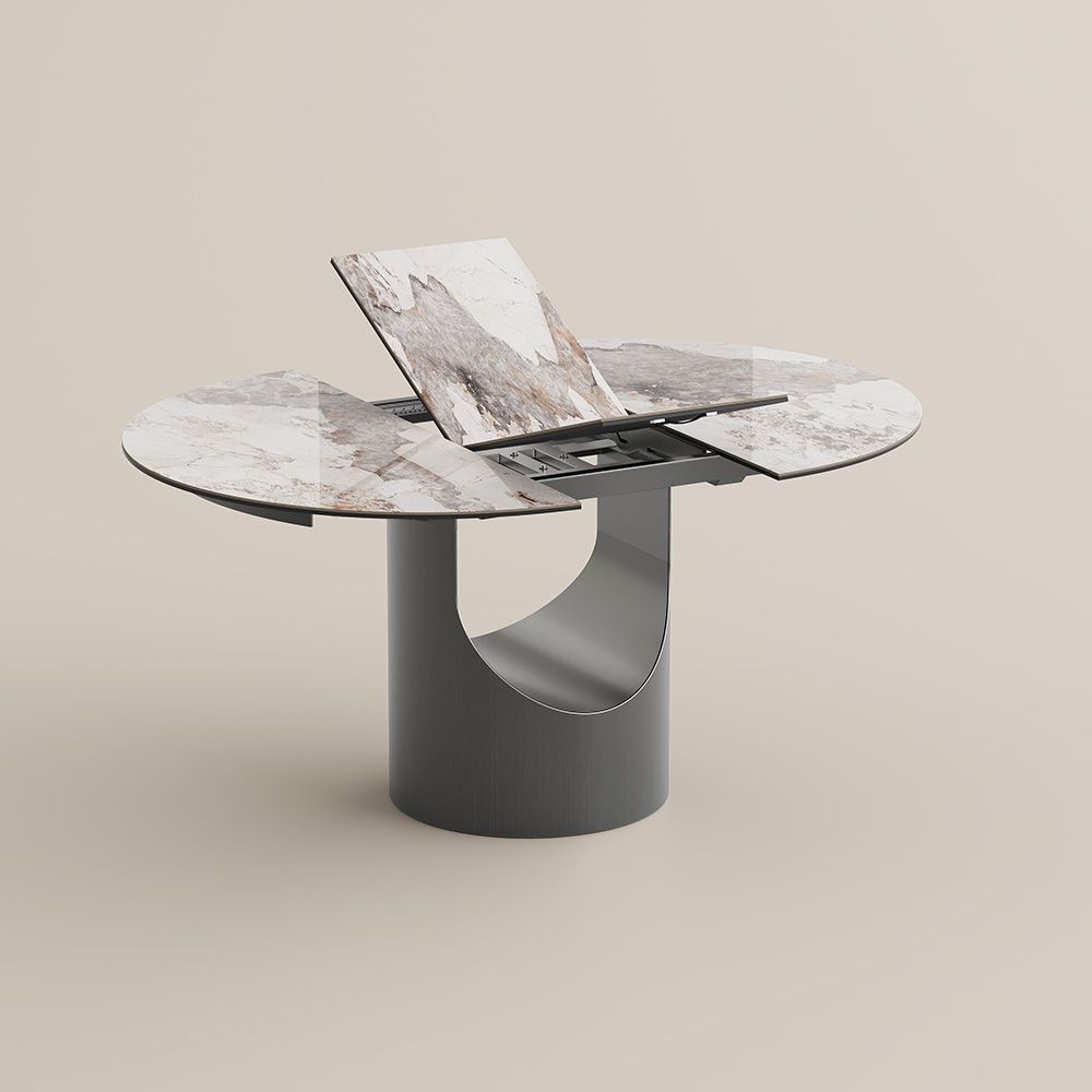 Glossy Sintered Stone Pandora Glossy Sintered Stone Extendable Dining Tables