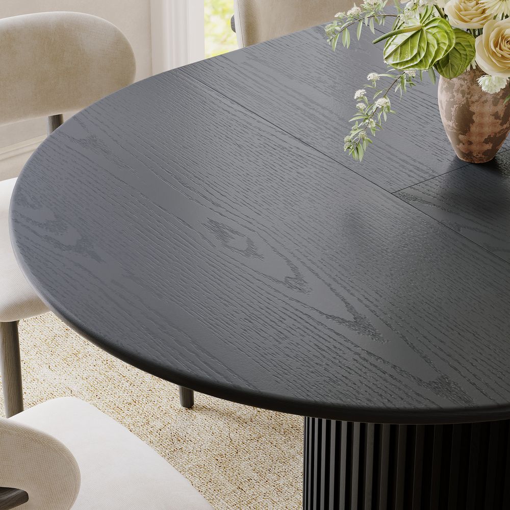 for 6 Black Engineered Wood Extendable Dining Tables
