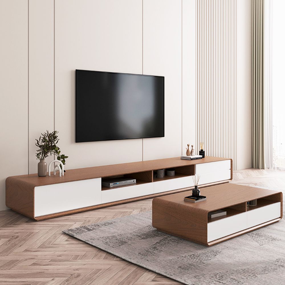 Bois foncé et blanc  MDF Meubles TV