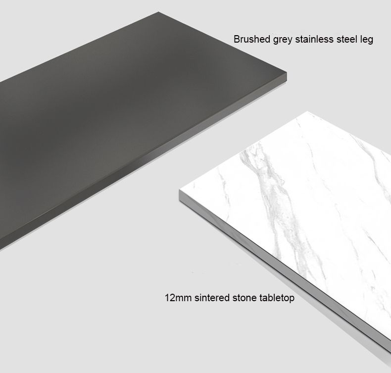 for 6 White Glossy Sintered Stone Dining Tables