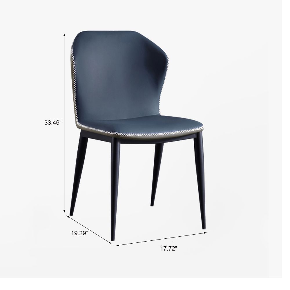 Colore puro Blu navy Pelle Sedie da pranzo