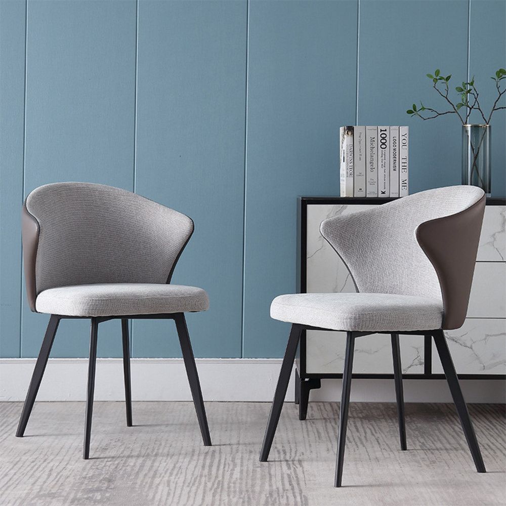 Gray Fabric + Leather Dining Chairs