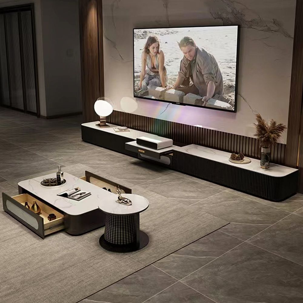 White & Black Sintered Stone TV Stands