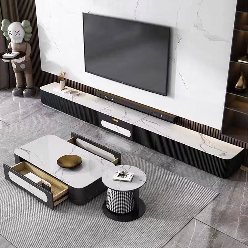 White & Black Sintered Stone TV Stands