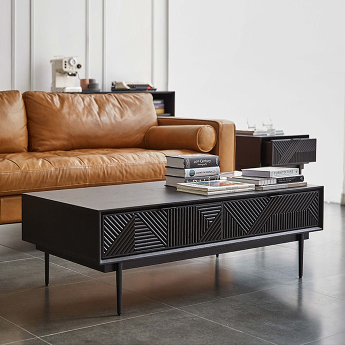 with Drawers Black MDF Coffee Tables