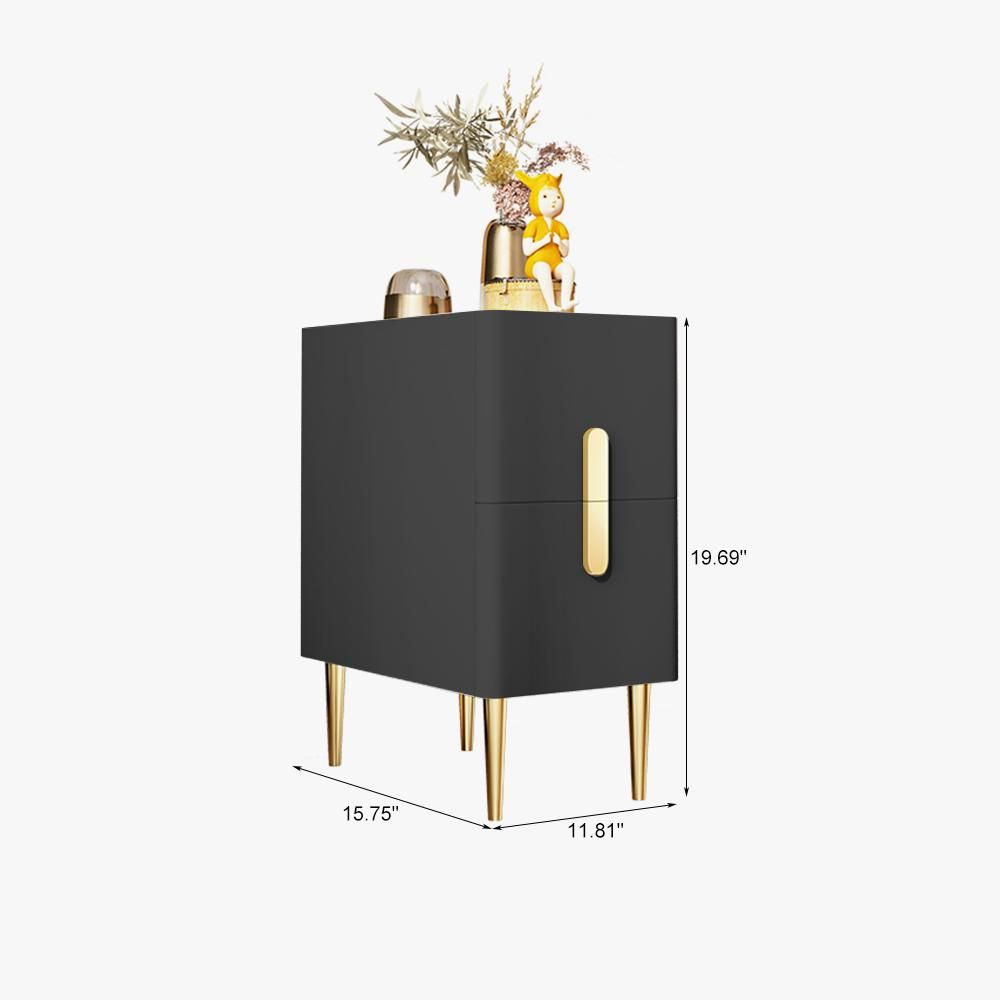 Rectangular Black Sintered Stone Nightstands