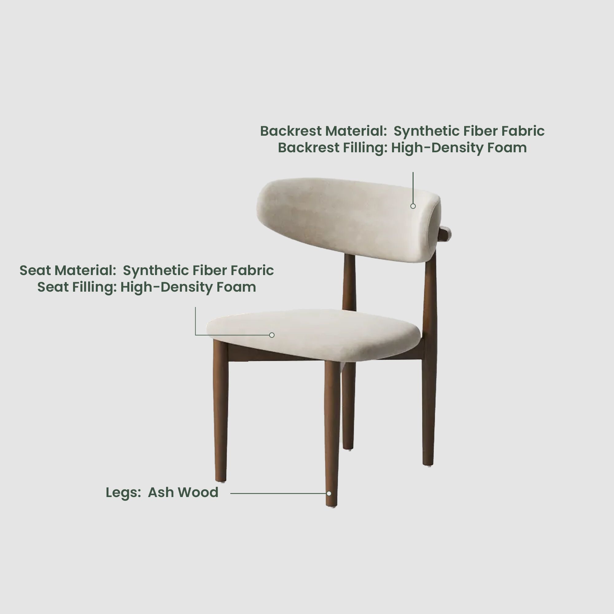 Fully Assemble Beige & Walnut Cotton Linen Dining Chairs