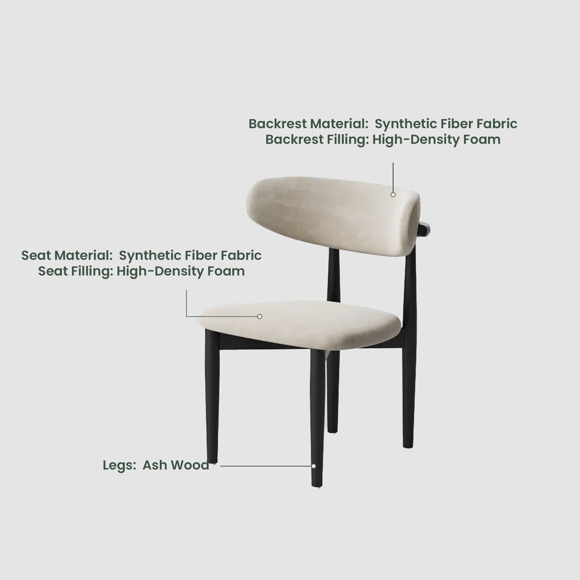 Side Chairs Beige & Black Cotton Linen Dining Chairs