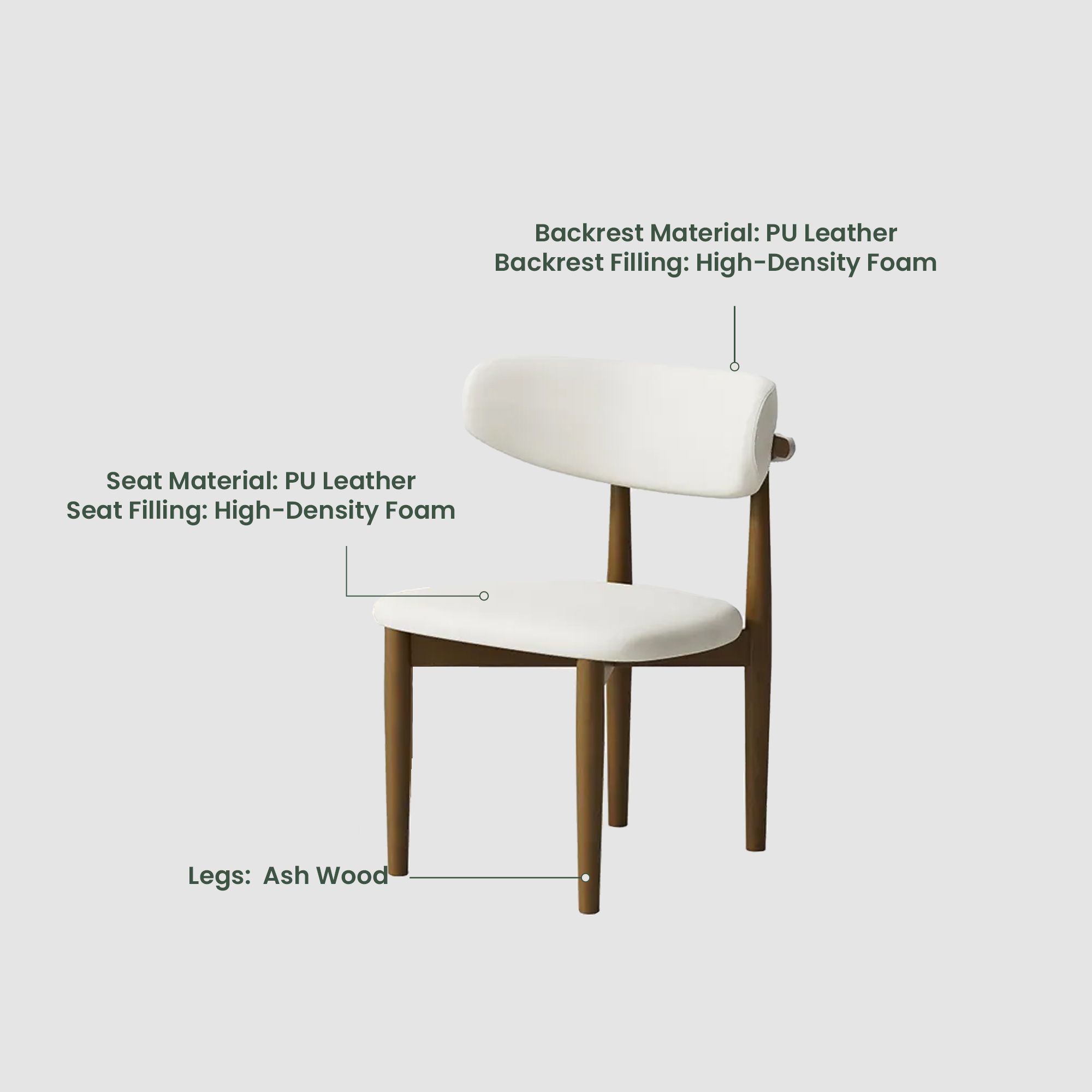 White Beige & Walnut PU Leather Dining Chairs