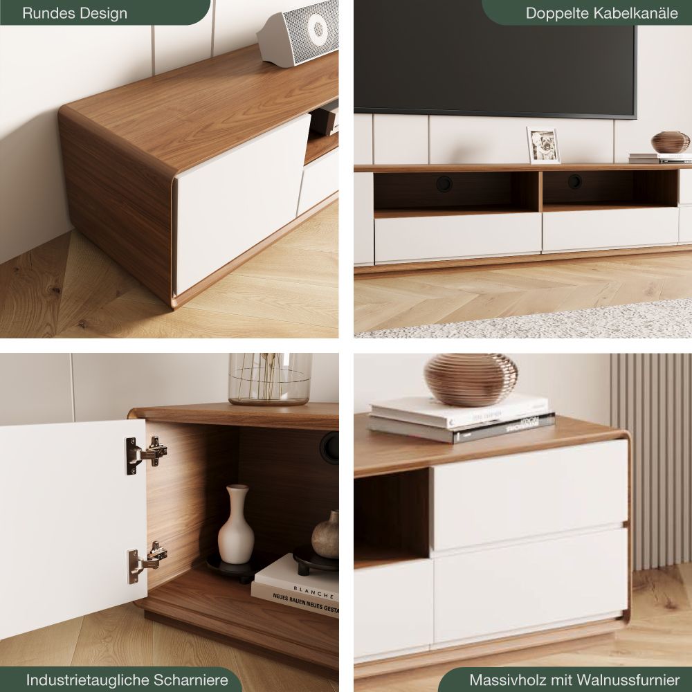 Wohnzimmer Dunkles Holz und Weiß  MDF TV-Möbel