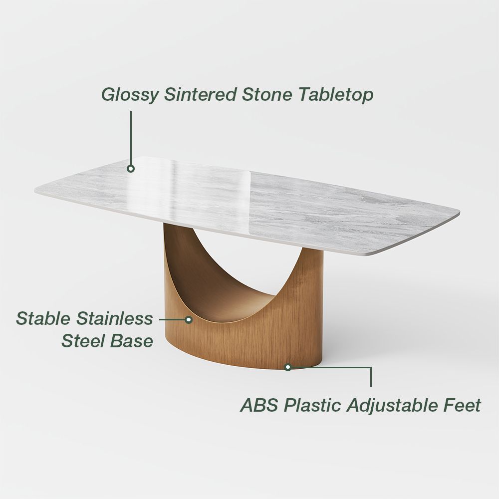 Pedestal Light Gray Sintered Stone Dining Tables
