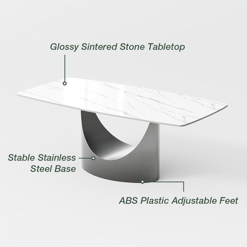 Seats 4 Glossy White Sintered Stone Dining Tables