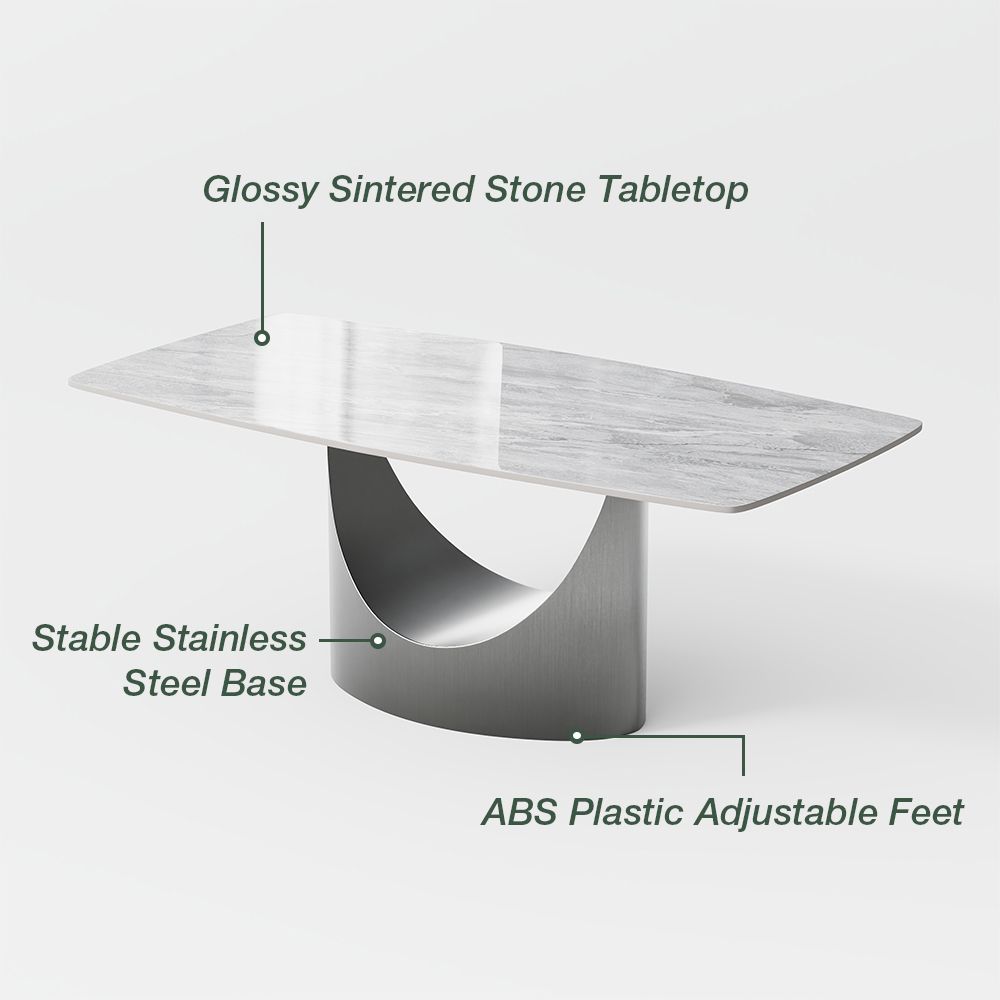 Light Gray Light Gray Sintered Stone Dining Tables