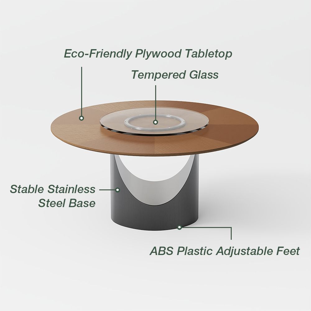 Seats 4 Walnut Color & Dark Gray Plywood Dining Tables