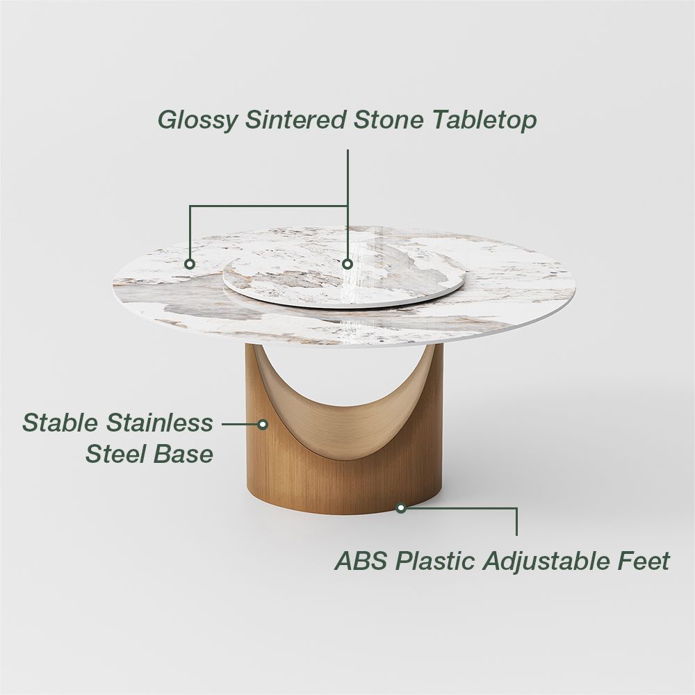 Stainless Steel Pandora Glossy Sintered Stone Dining Tables