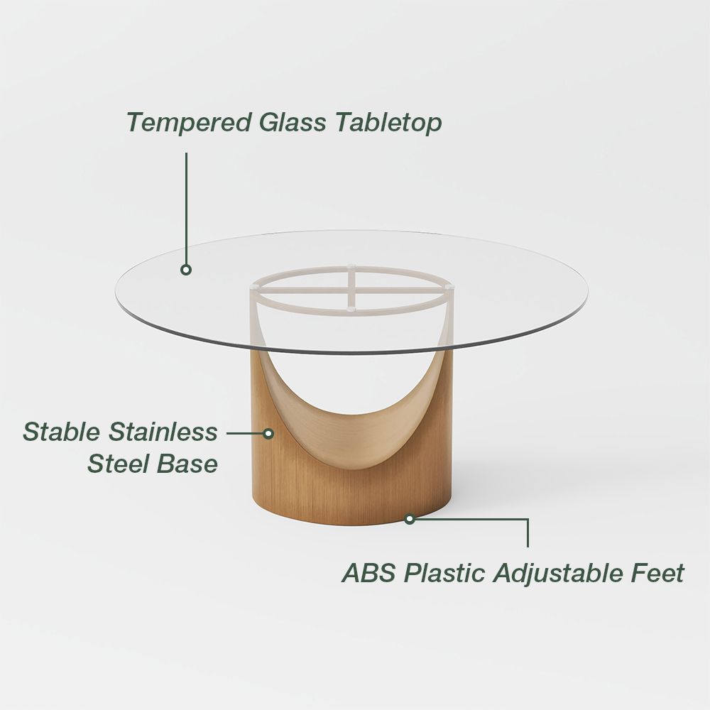 Stainless Steel Transparent Tempered Glass Dining Tables