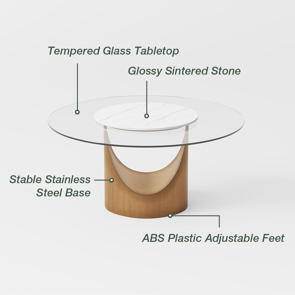 Stainless Steel Clear Tempered Glass Dining Tables