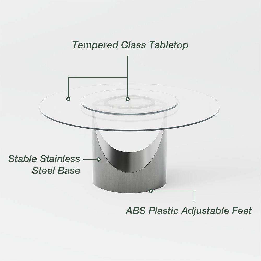 Seats 6 Clear & Gray Tempered Glass Dining Tables